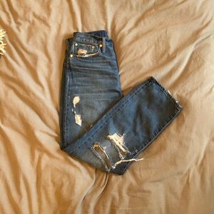 Madewell Dad Jean with distress